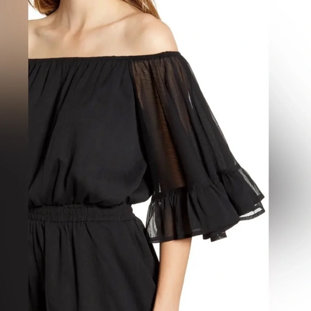 NWT,Endless Rose, Sext, Black Chiffon Romper w/Lightweight/Soft Ruffles, Size XS